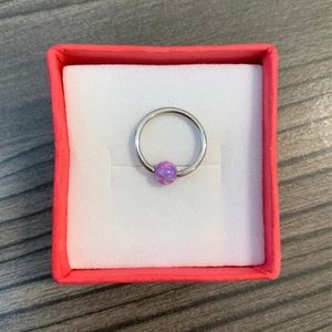 Purple opal cartilage hoop earring